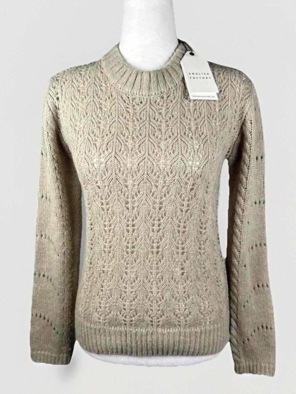 NWT English Factory Women's Chunky Dot Sweater Sz XS Heather Grey MRSP $120